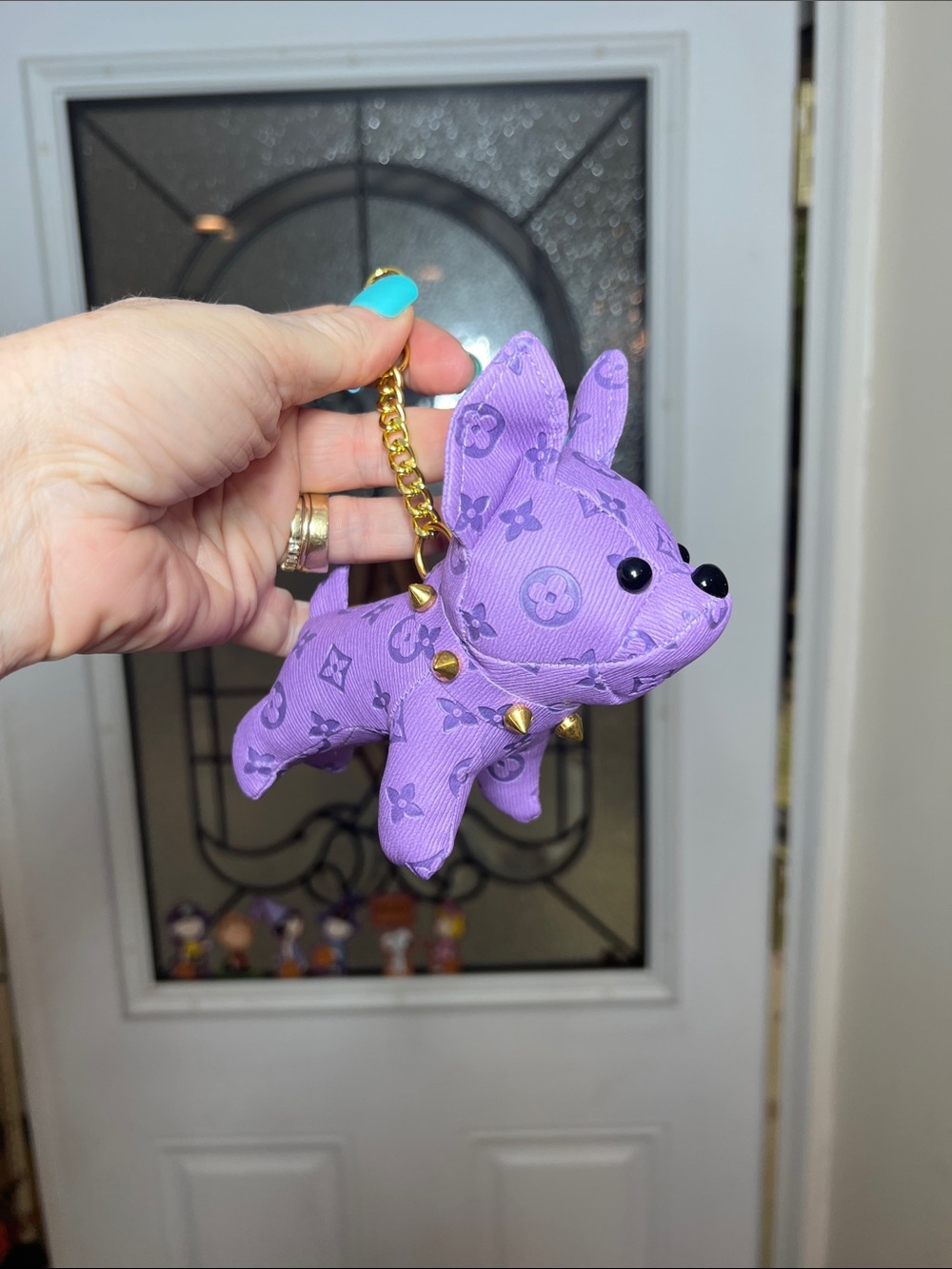 Purple Designer-Inspired Dog Keychain Plush